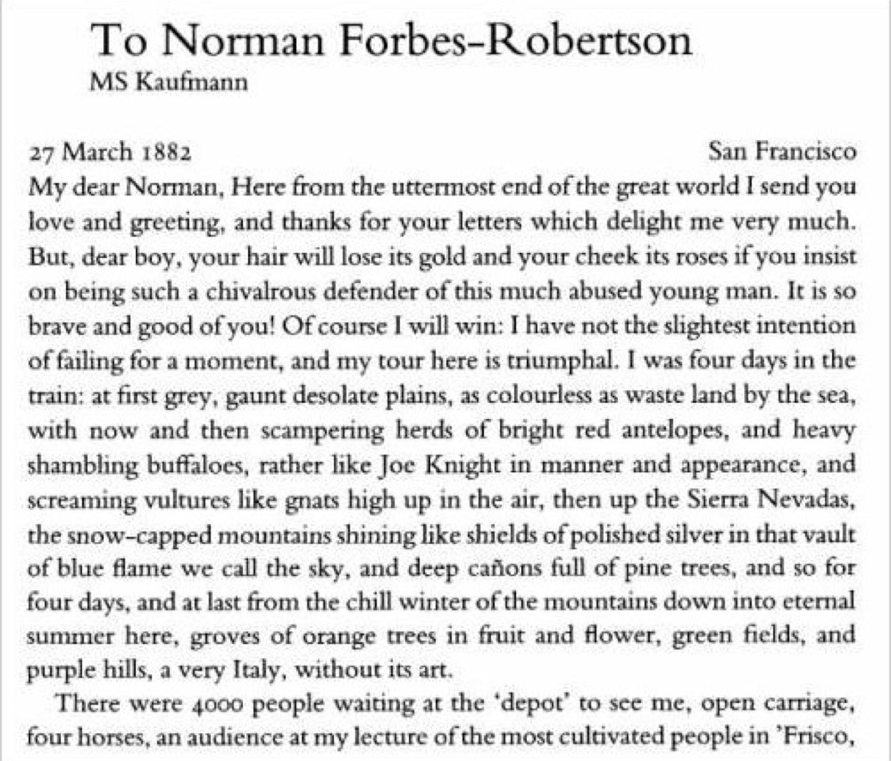 Oscar Wilde letter