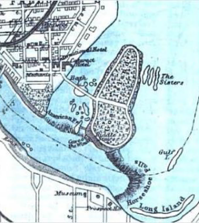 Location of Prospect House marked at the foot of the map close to the falls