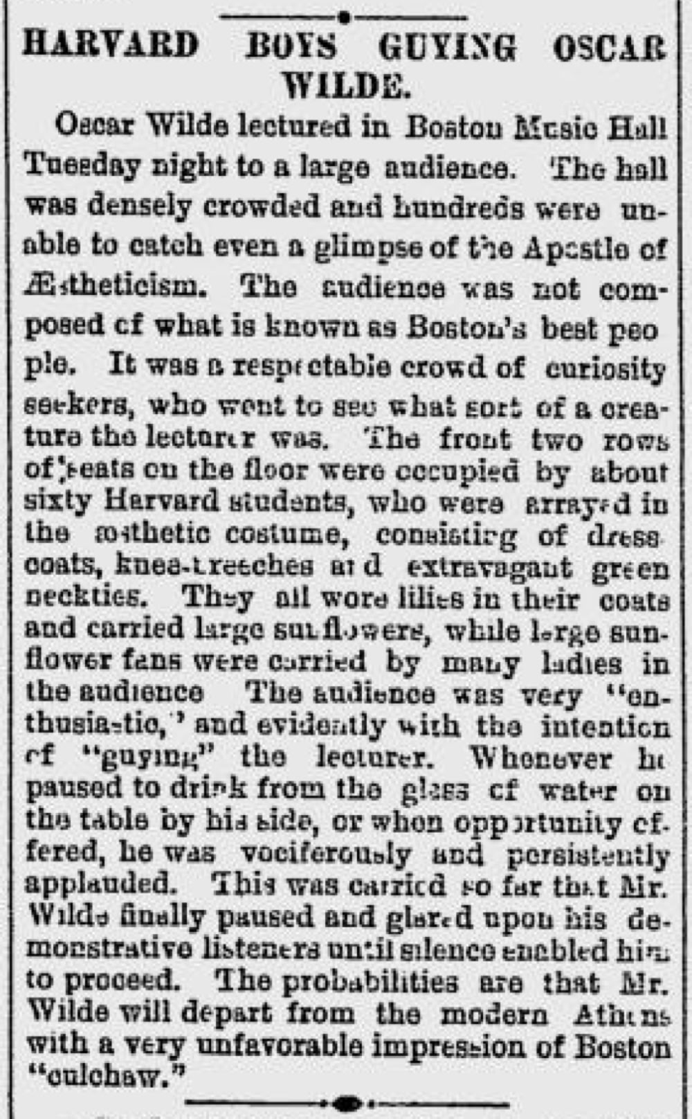 The Paterson Weekly Press, Feb 2, 1882, Oscar Wilde 